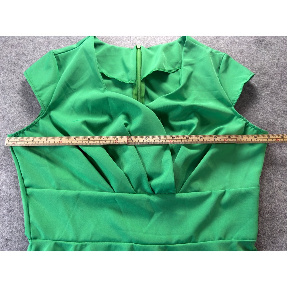 Unbranded Swing Dress Women Medium Green 1950s Rockabilly Fit and Flare Midi - Picture 8 of 14